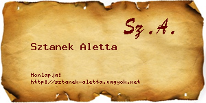 Sztanek Aletta névjegykártya